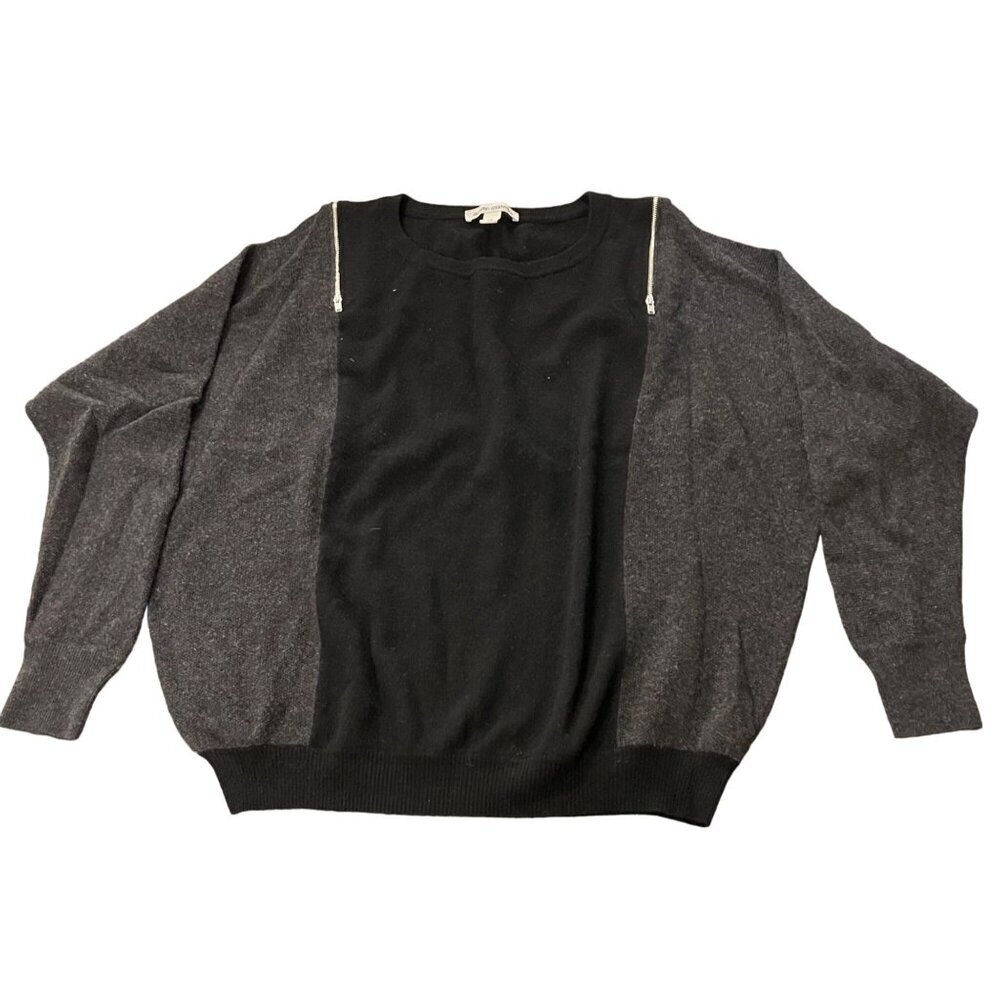 NWOT Autumn 100% Pure Cashmere Color-Block Knit Pullover Sz Small Black/Grey NEW